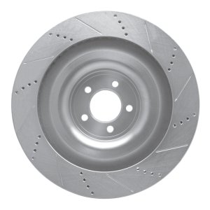 Jaguar XKR Brake Rotor (1) - Right Front - R1 Concepts - Drilled & Slotted - Silver - `08-`09